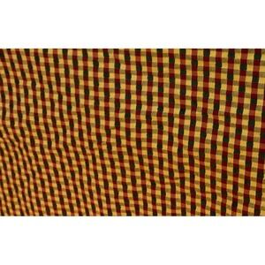 Vintage gingham yellow red dark‎ green Embroidered Fabric 50" x 54" upholstery